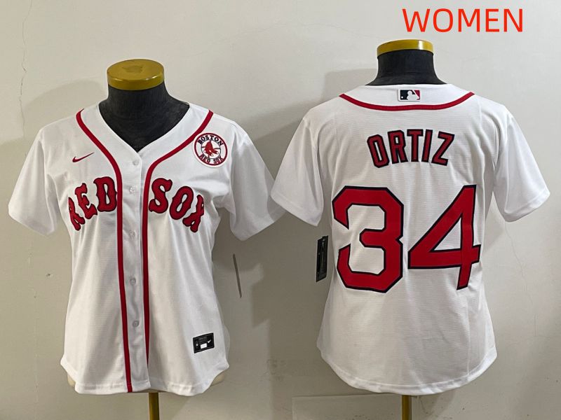Women 2025 Boston Red Sox #34 Ortiz White Game Nike MLB Jersey style 7